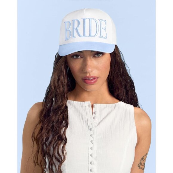 White Cotton Twill Bride Trucker Hat Bridal Headwear Bachelorette Party main image 7